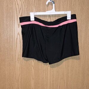 NWOT ZeroXposur Women's Flat Waistband Swim Shorts Black W/Peach Trim XL